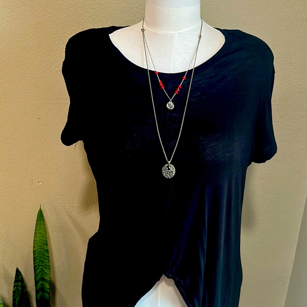 Lucky brand stainless steal double chain layered necklace